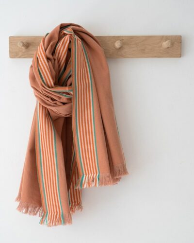 Mungo Ruti Kikoi in Tangerine colourway. Woven at the Mungo Mill in South Africa