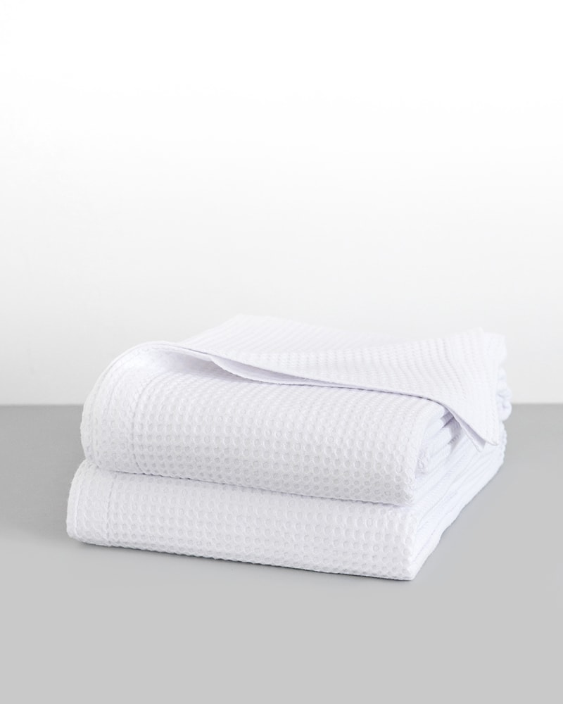 Mungo Cobble Weave bed cover in White woven at our transparent Mill in Plettenberg Bay