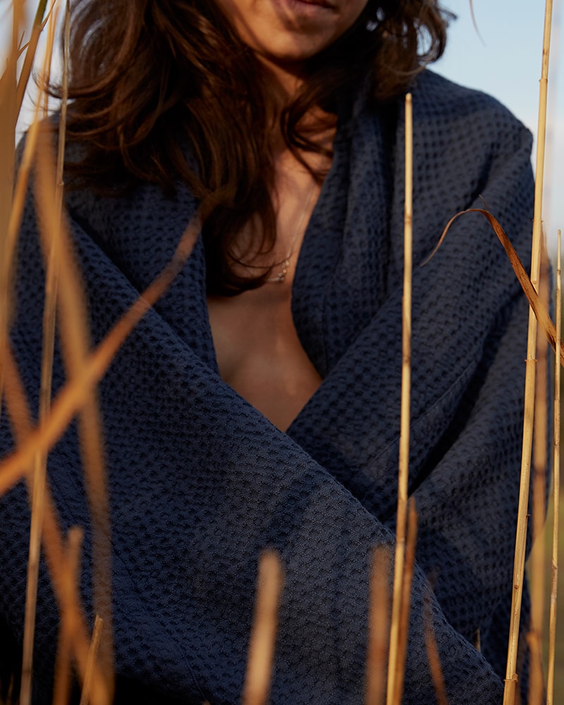 The Mungo Cobble-weave blanket, woven at the Mungo mill in Plettenberg Bay, South Africa.