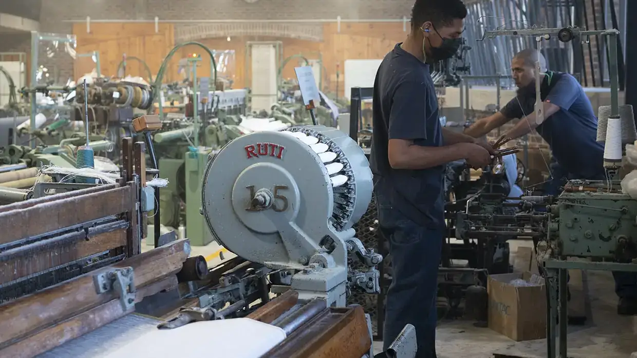 Inside the Mungo textile weaving mill