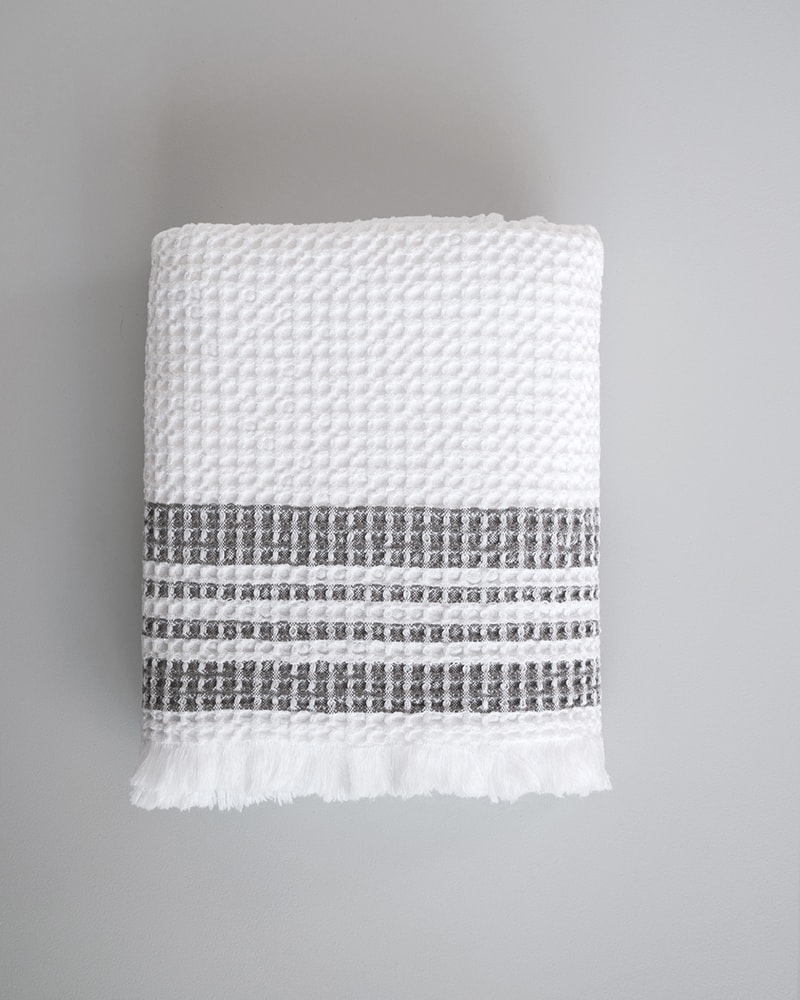 Mungo Organic Belgian Waffle Towel in Ash