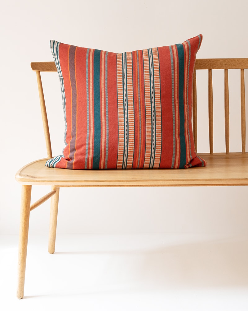 Mungo Sahara Stripe Cushion Cover in Flame.