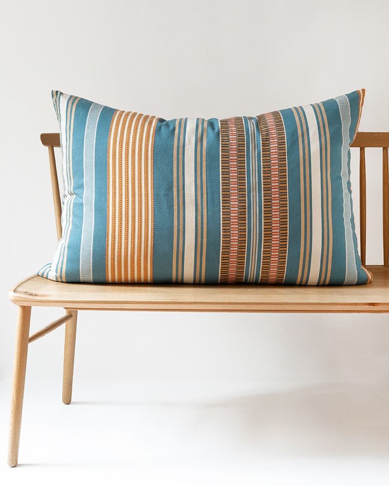 Mungo Sahara Stripe Cushion Covers. Striking scatter cushions. 100% cotton. Woven natural fibre homeware textiles.