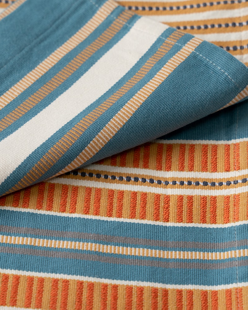 Mungo Sahara Stripe Table Runner in Oasis. 100% cotton table runners. Natural fibre