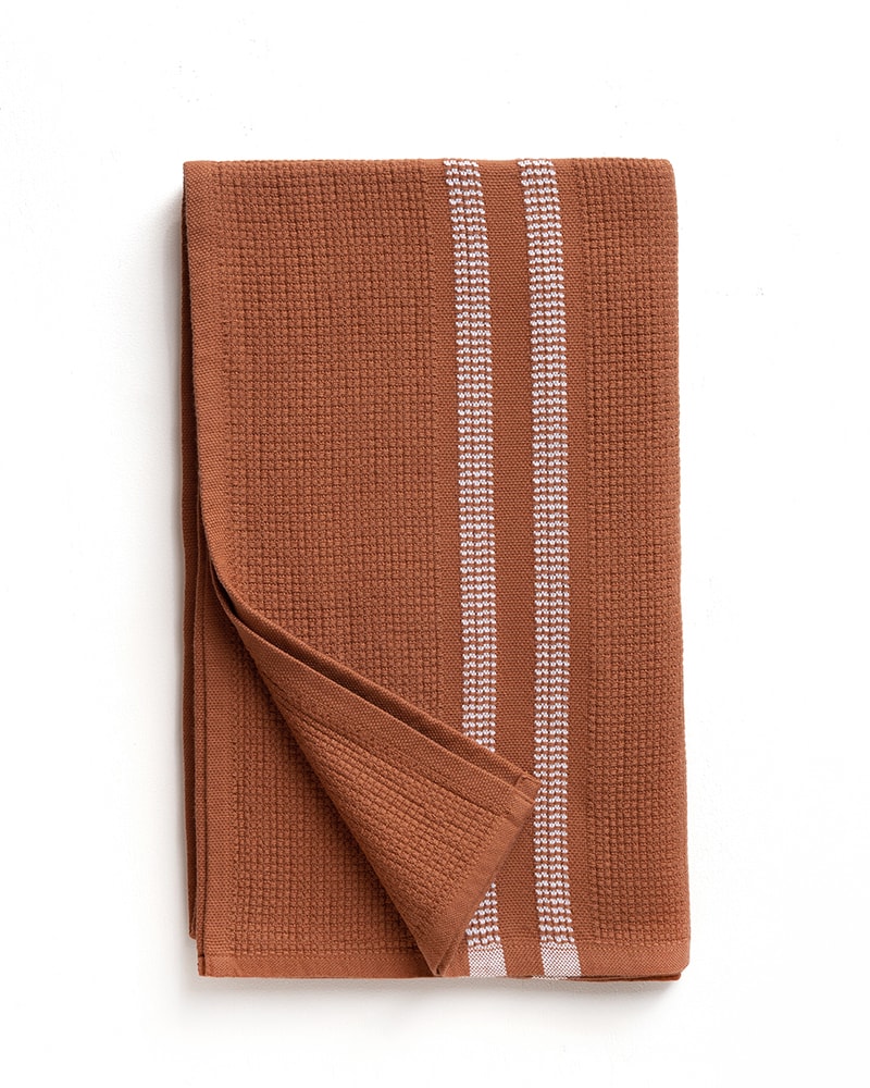 The Mungo Organic Block Rib Towel in Russet. Soft, absorbent bath towels in 100% organic cotton