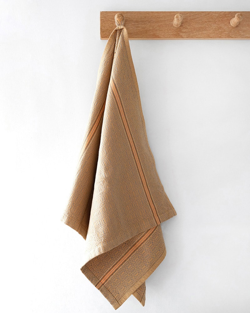 The Mungo Boma Cloth in Cumin colourway. Natural fibre kitchen cloths designed to last.