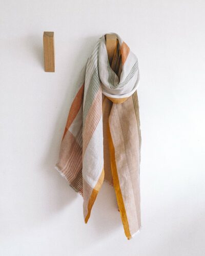The Mungo Linen Scarf. Beautiful, lightweight linen scarf in 'Clay' colourway.