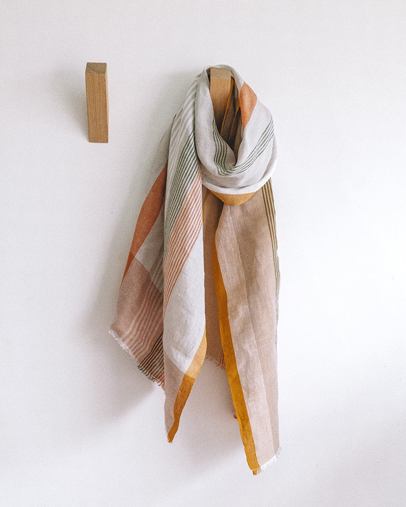 The Mungo Linen Scarf. Beautiful, lightweight linen scarf in ‘Clay’ colourway.