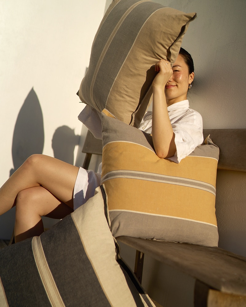 Model holding various Lisburn Cushion Covers