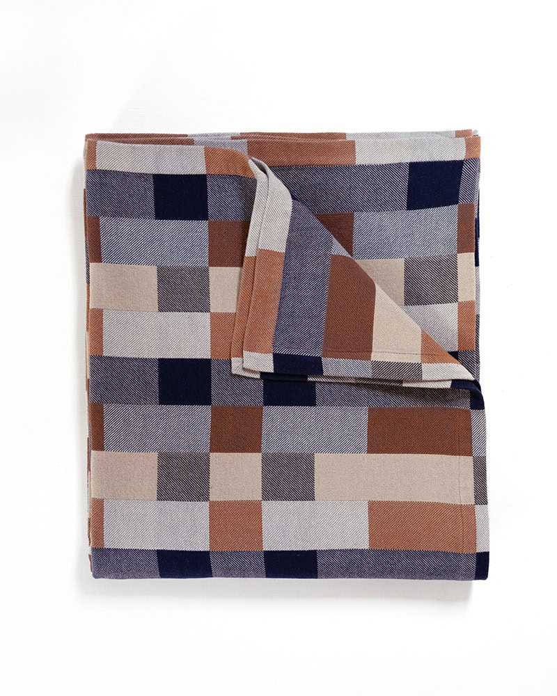 Mungo Double Cloth in Seven Seas. Warm cotton throws made in South Africa.