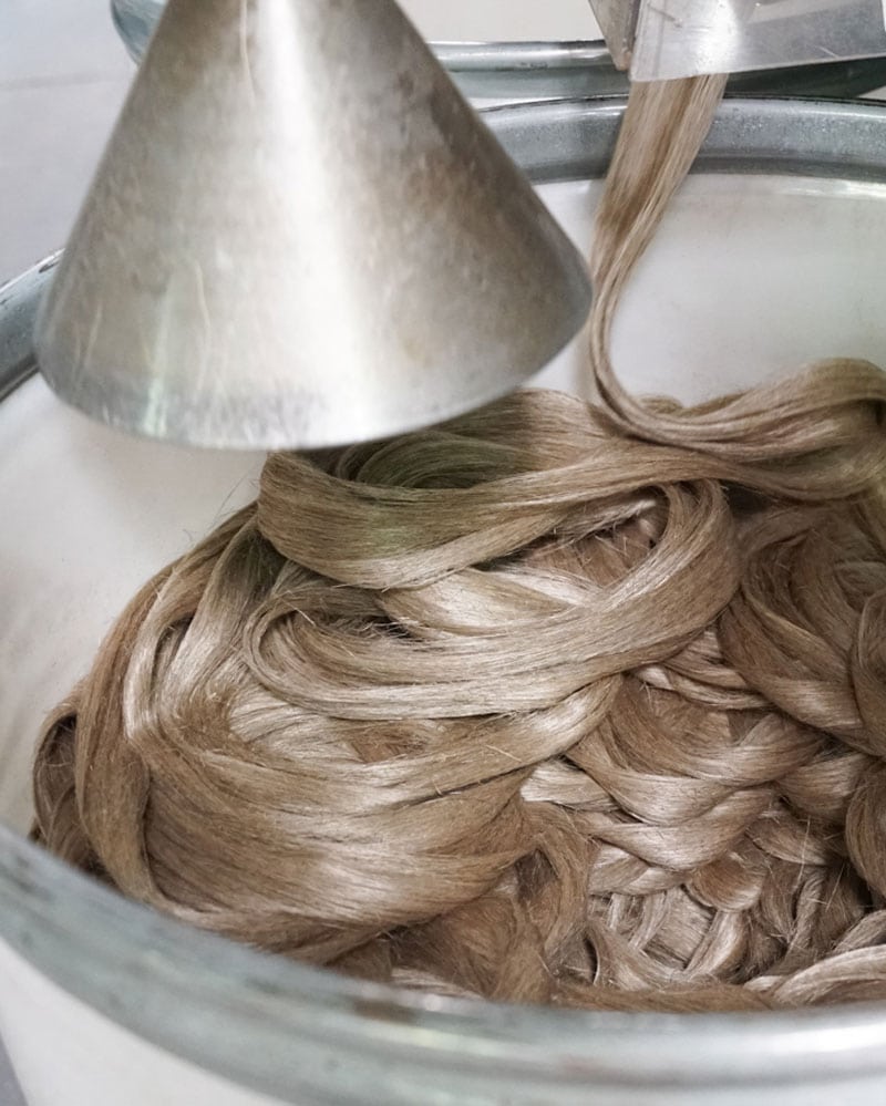 Linen prior to being spun into yarn