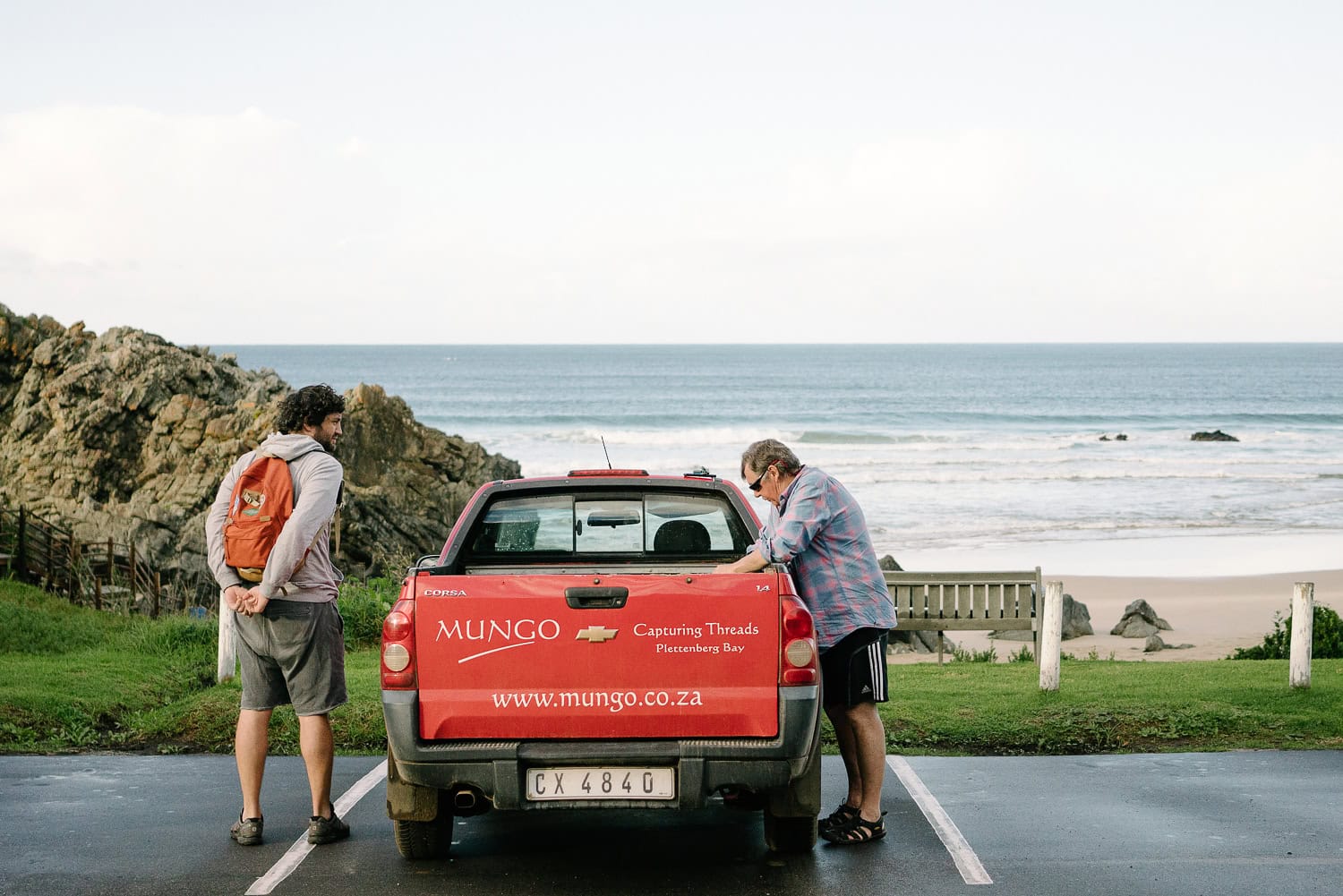 Craig Harding and Stu Holding preparing for a Mussel Forage in Keurboomstrand, Plettenberg Bay