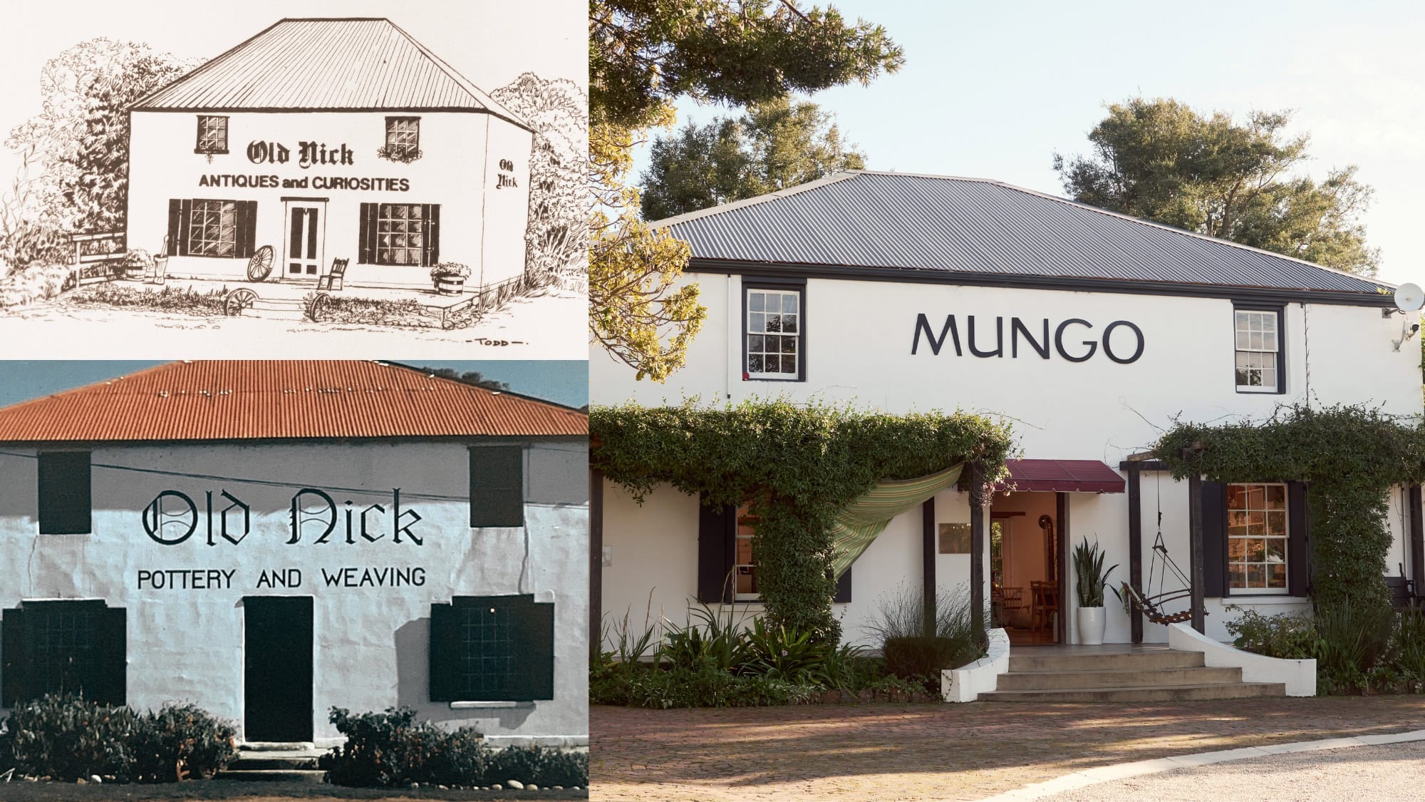 Vintage drawings and photographs of Old Nick Village in Plettenberg Bay.