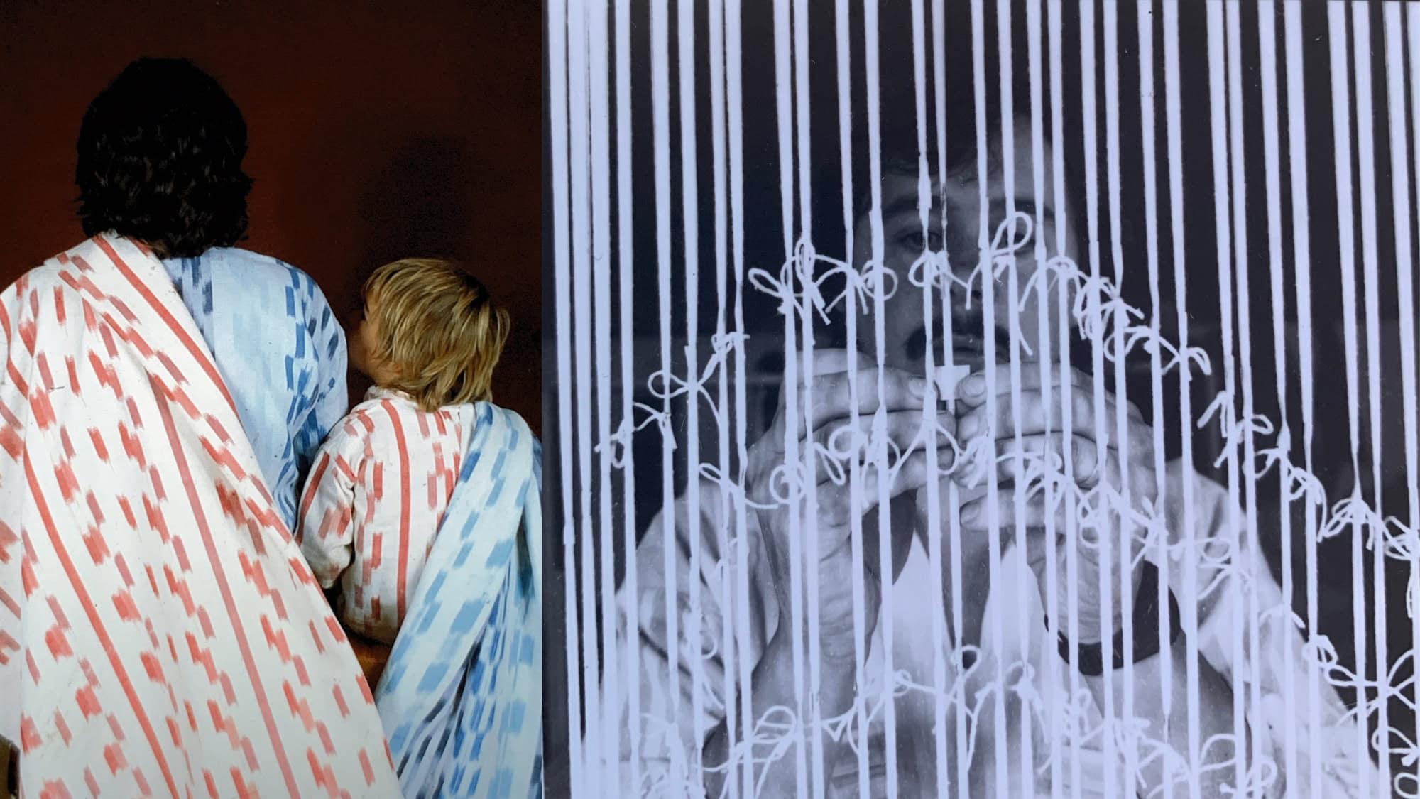 Vintage Images howing Stu experimenting with Ikat Cloth making