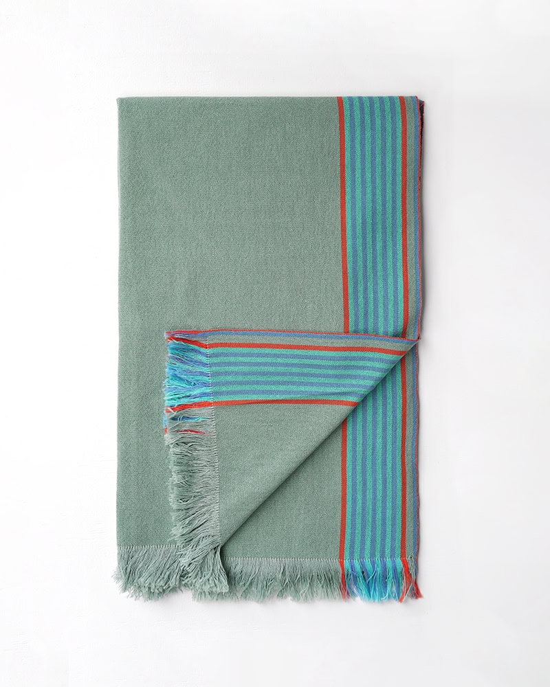 Folded Mungo Ruti Kikoi in Sage